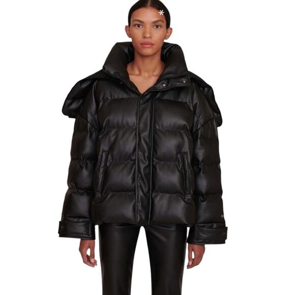 Staud Oversized Ace Coat In Black Size Medium Puffer Coat With Removable Hood - Picture 1 of 15